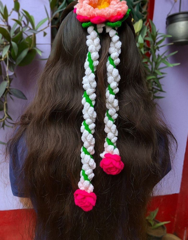 Crochet Flower Hair Accessory Gajra