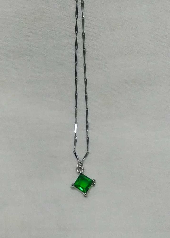 Green Emerald Charm Necklace