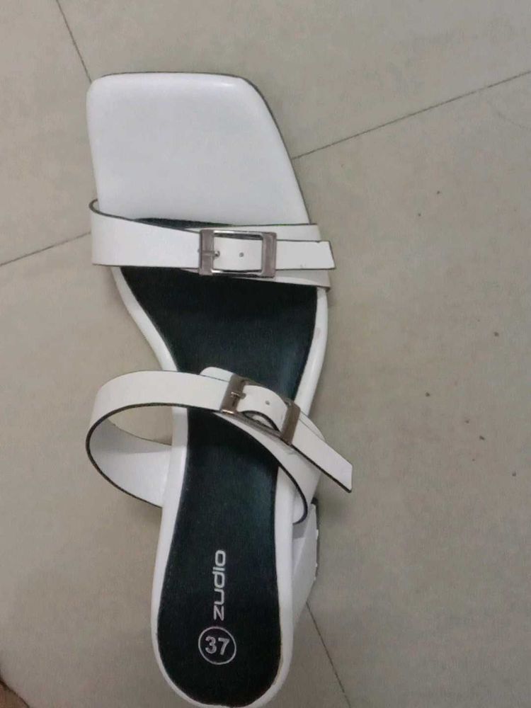White Block Heels