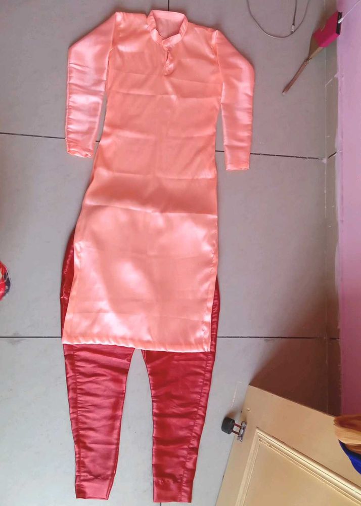 Girls Silk Trouser Kurti Set