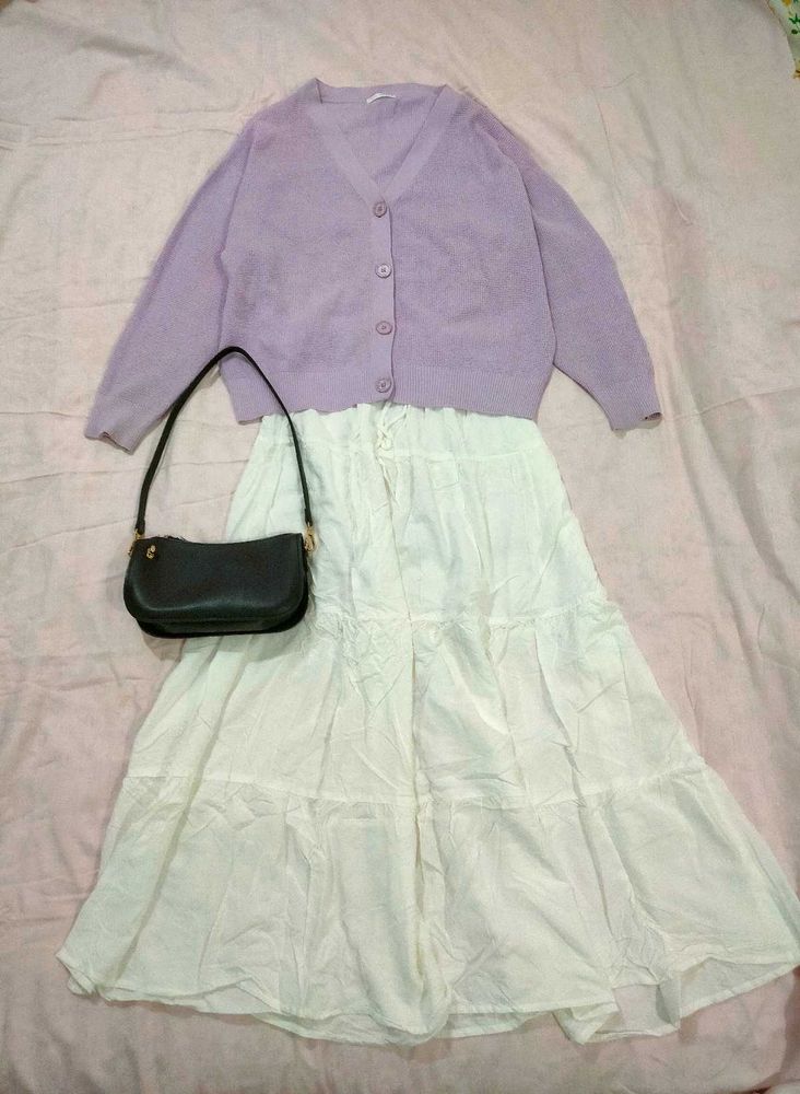 Combo Of Cardigan And Skirt