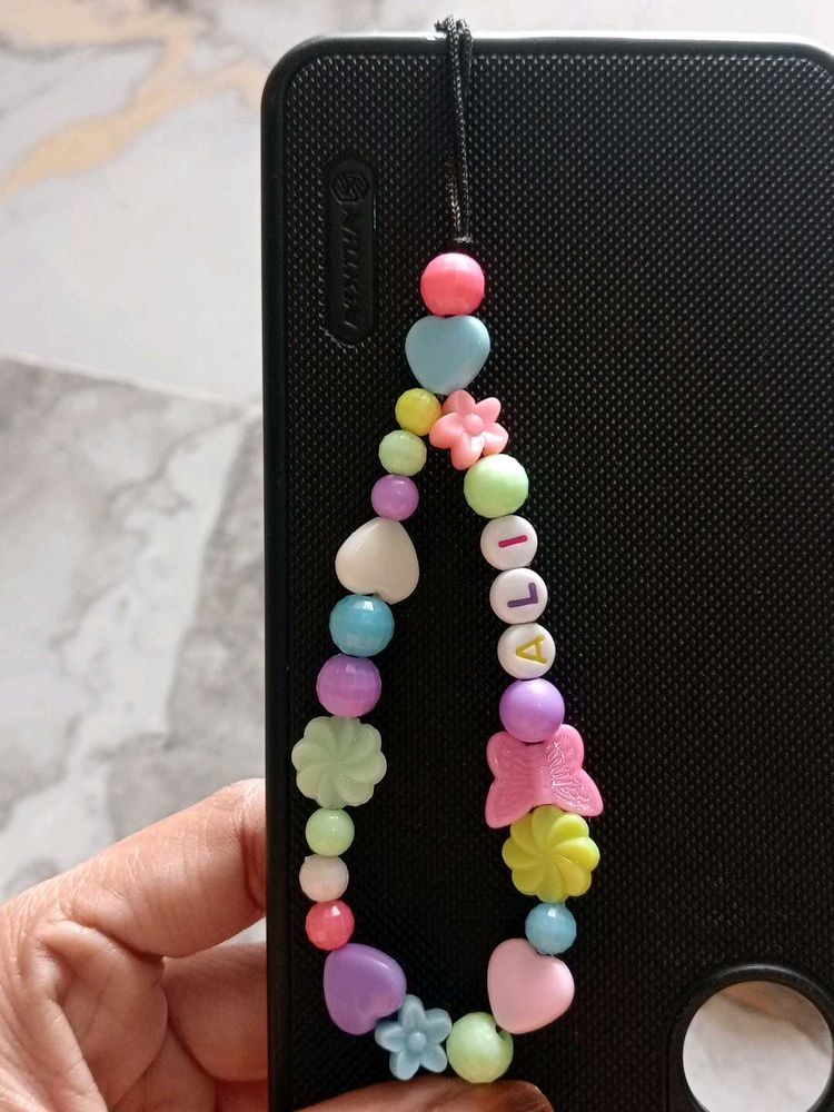 Pastel Beaded Phone Charm - Custom Name