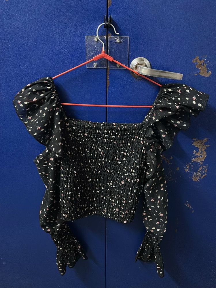 Floral Print Puff Sleeve Top