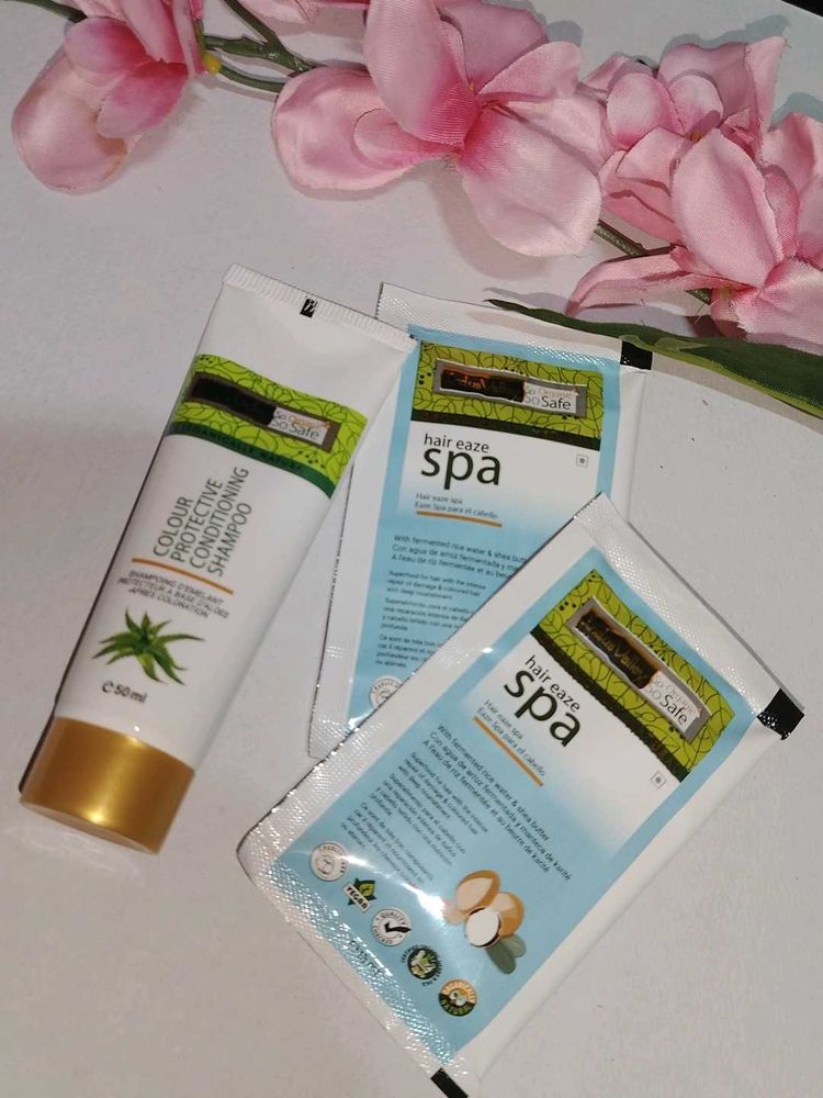 Colour Protective Shampoo and Hair spa Packets.