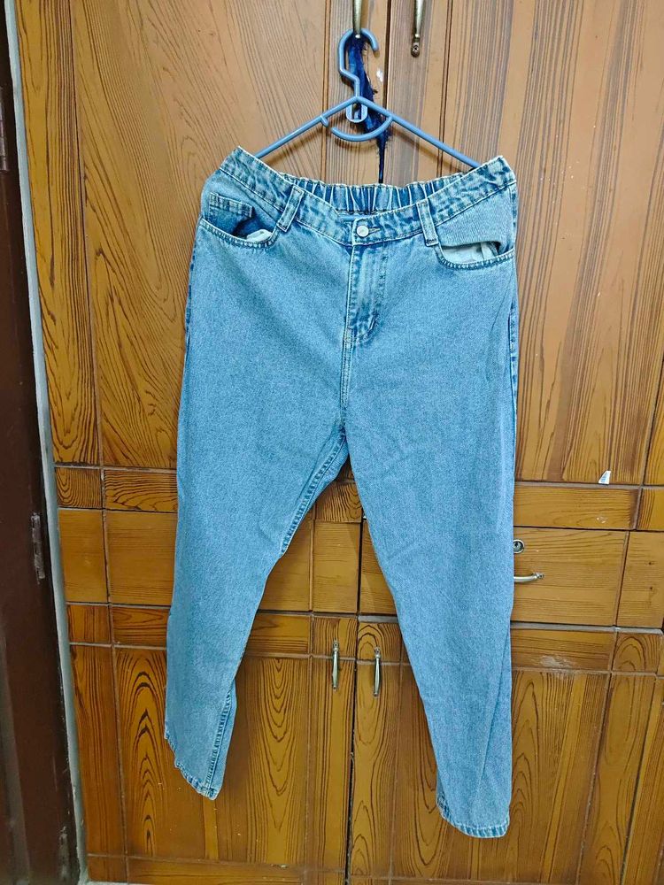 Blue Baggy Boyfriend Jeans