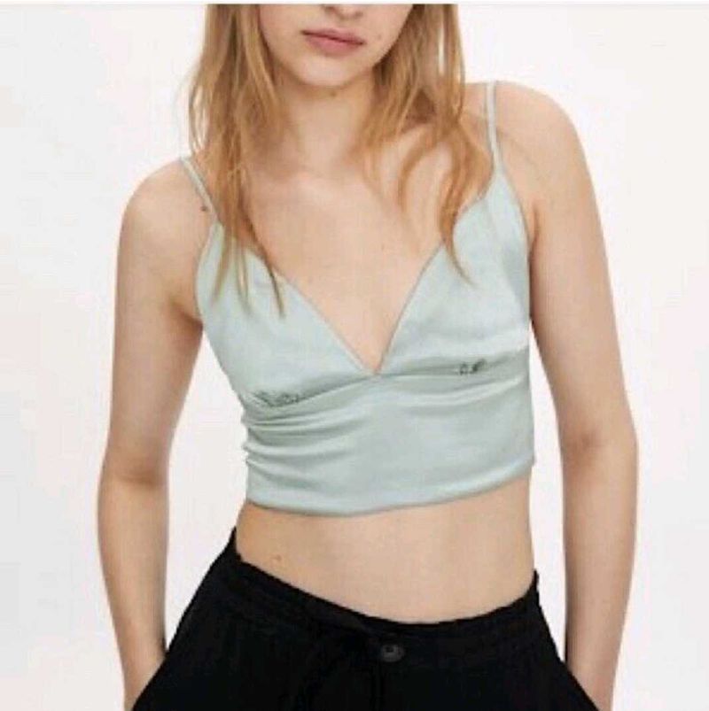 Zara Satin Tank Crop Top