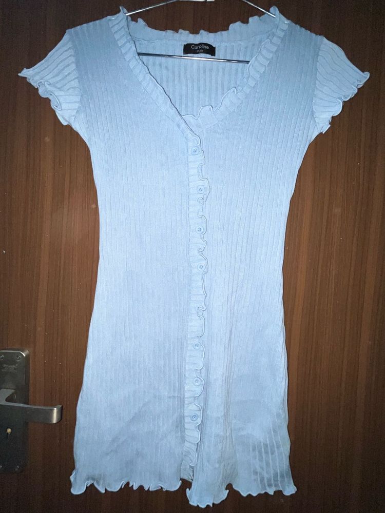 Cute Light Blue Button-Down Dress