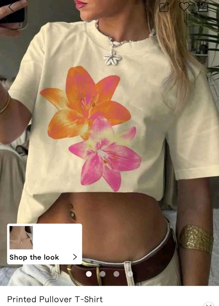 Floral Print Pullover T-Shirt