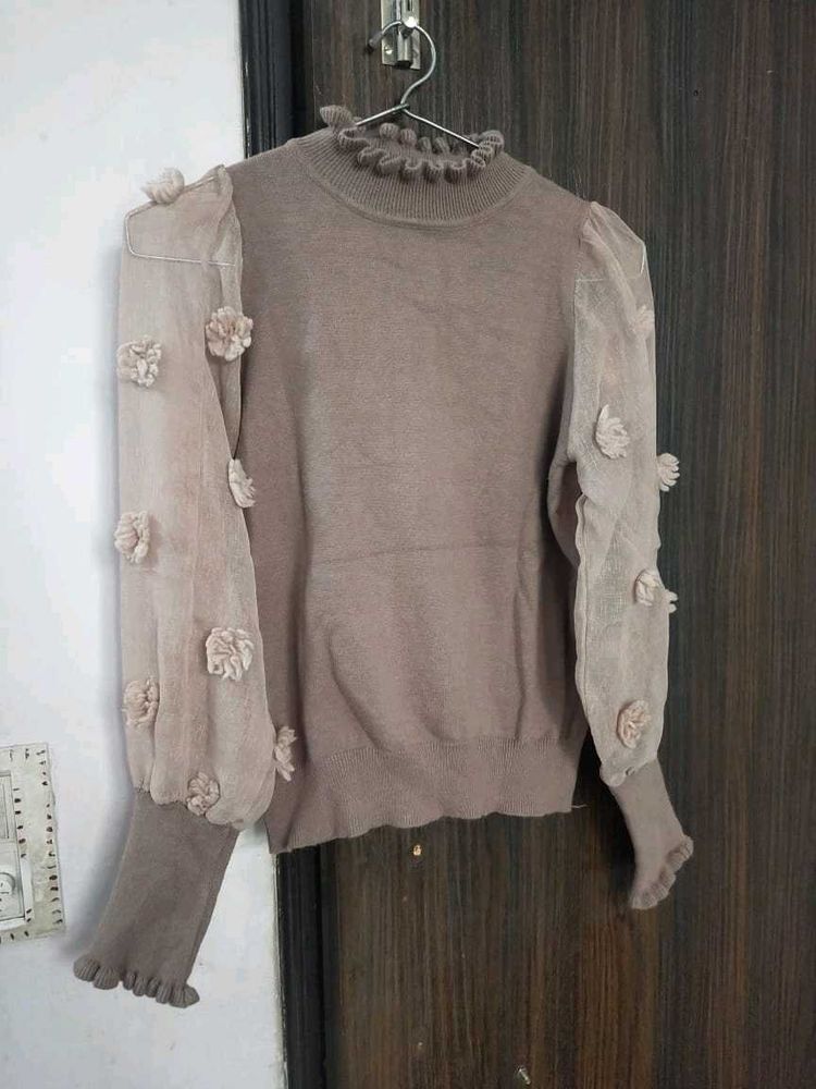 Light Brown Net Sweater