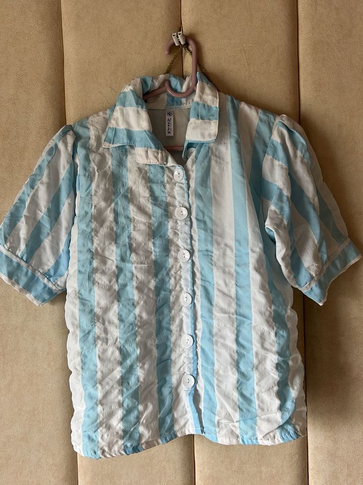 Lining Blue And White Shirt