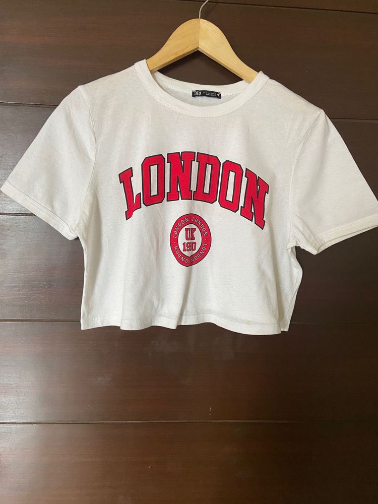 Zara (original )London Graphic crop Tee (L)