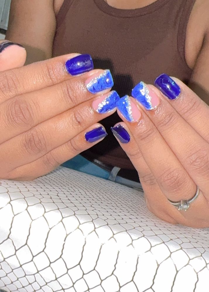 Blue Marble Nail Set