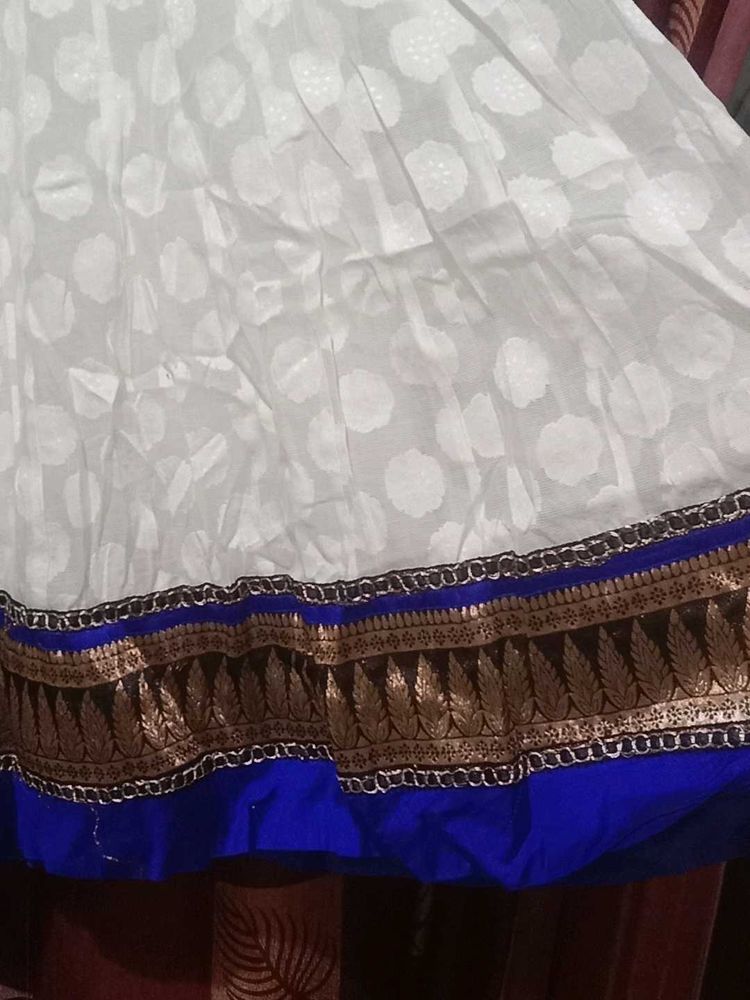 Elegant White &amp; Blue Ethnic Anarkali suit