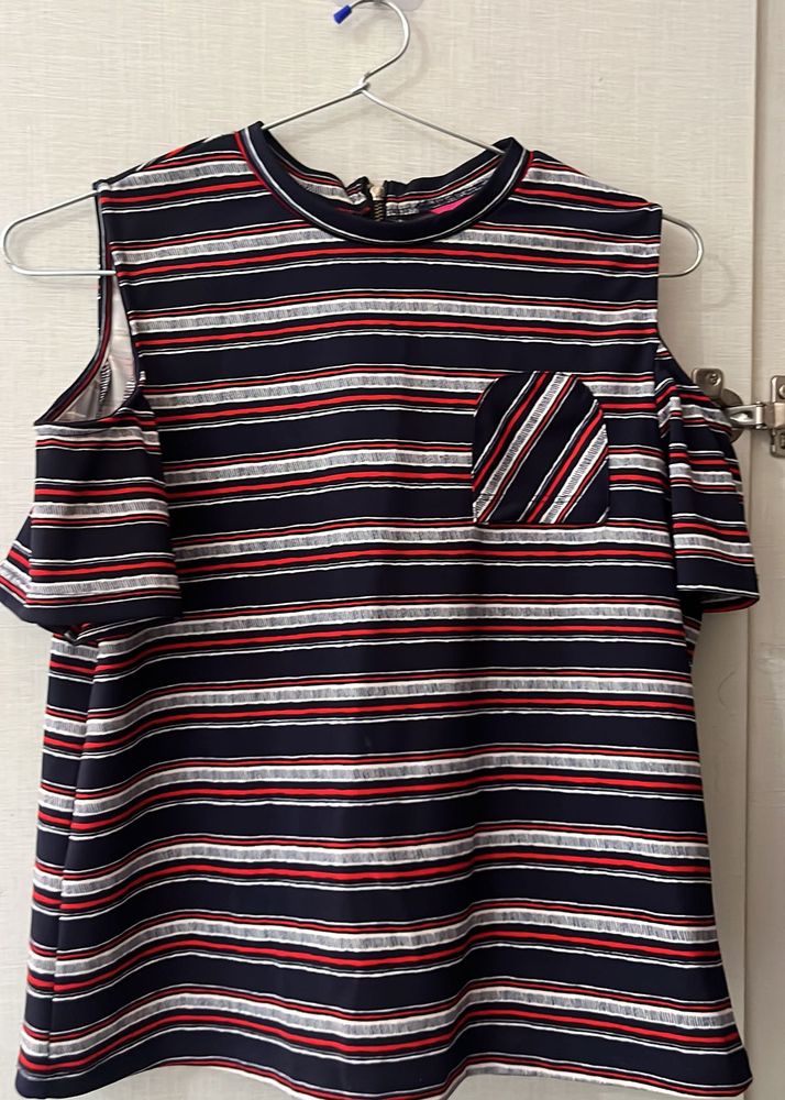Striped Cold Shoulder Top