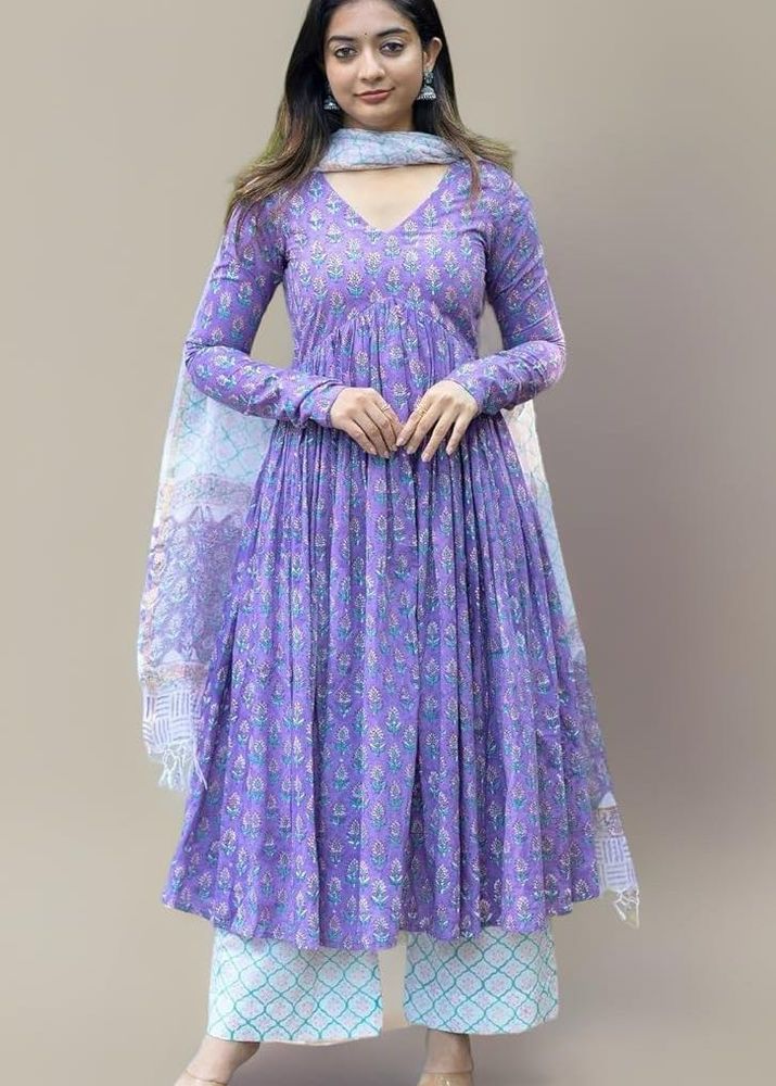Women Printed Anarkali Kurta and Pant &amp; Duppata