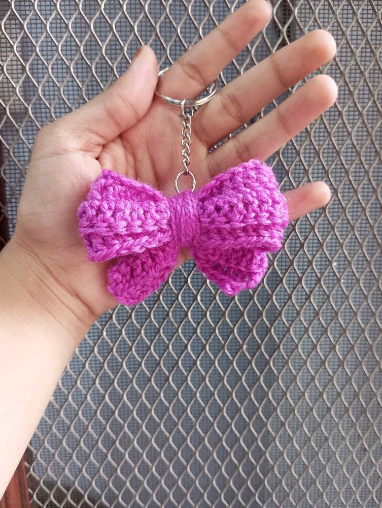 Handmade Crochet Bow Keychain