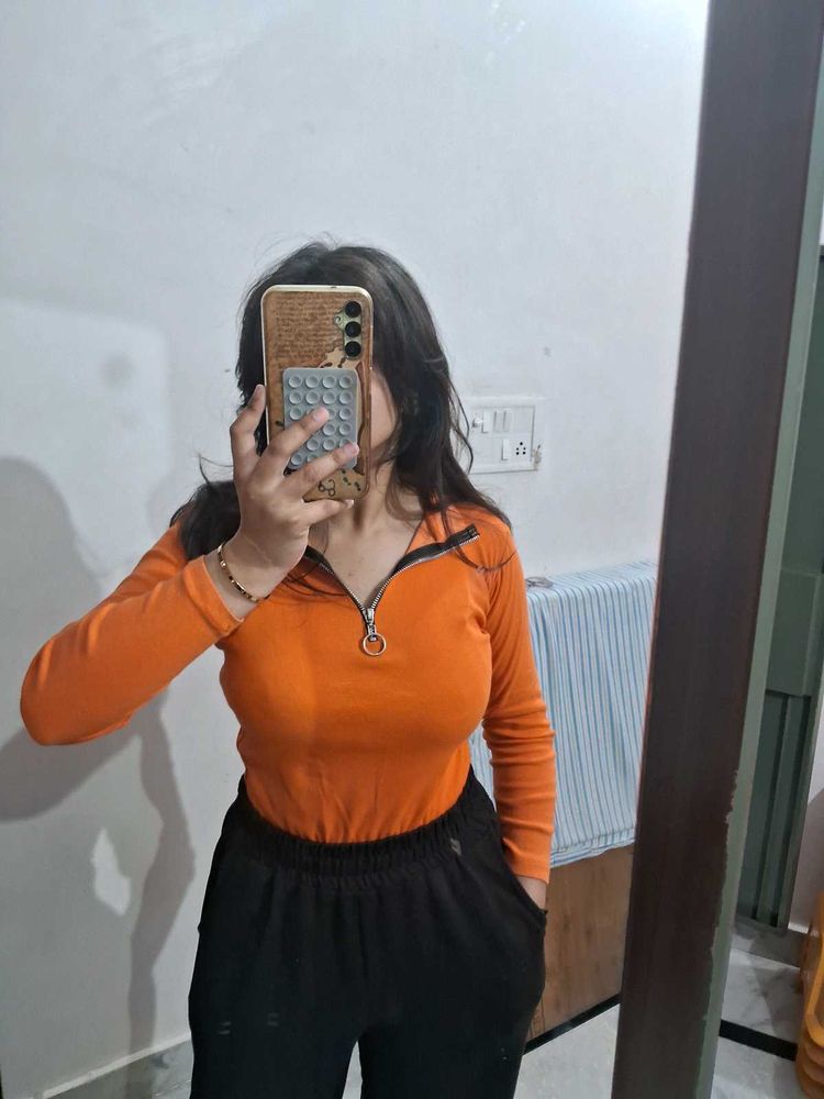 Orange Long Sleeve Top