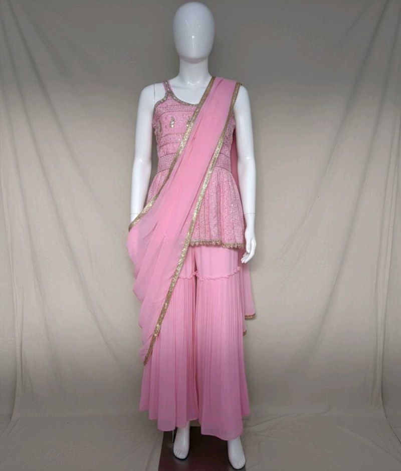 Pink Ethnic sharara Set &amp; Dupatta