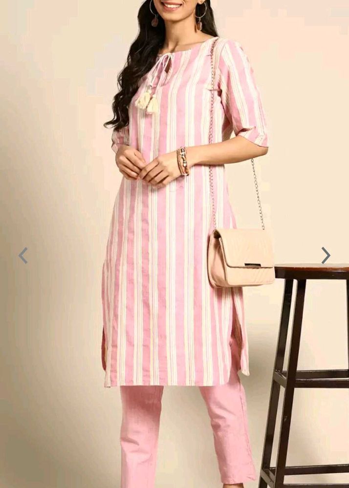 sangria Pink Stripped kurta set