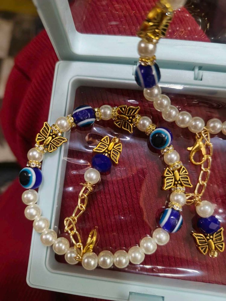 Pearl &amp; Butterfly Charm Bracelet