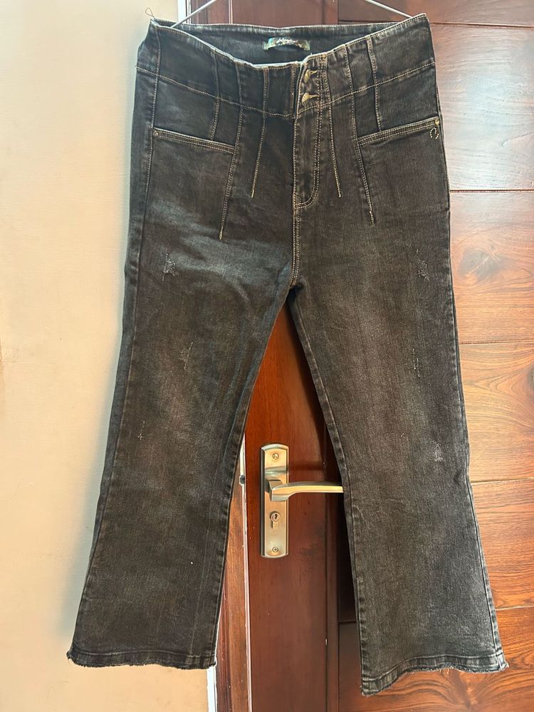 Black Wash Flare Jeans
