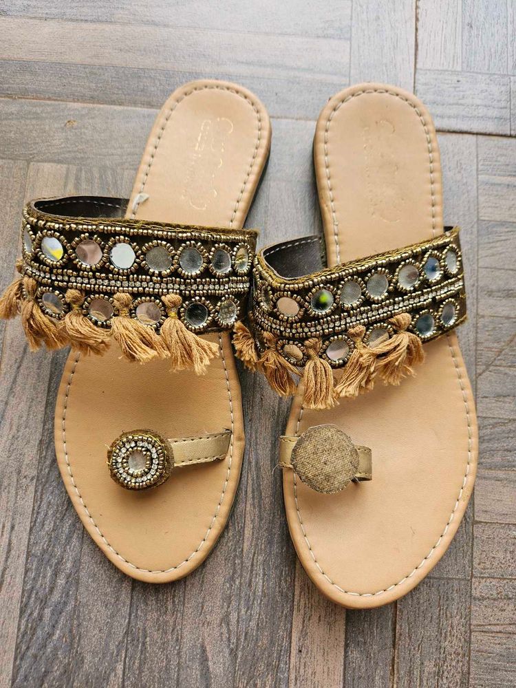 Ethnic Flats with Mirror Work