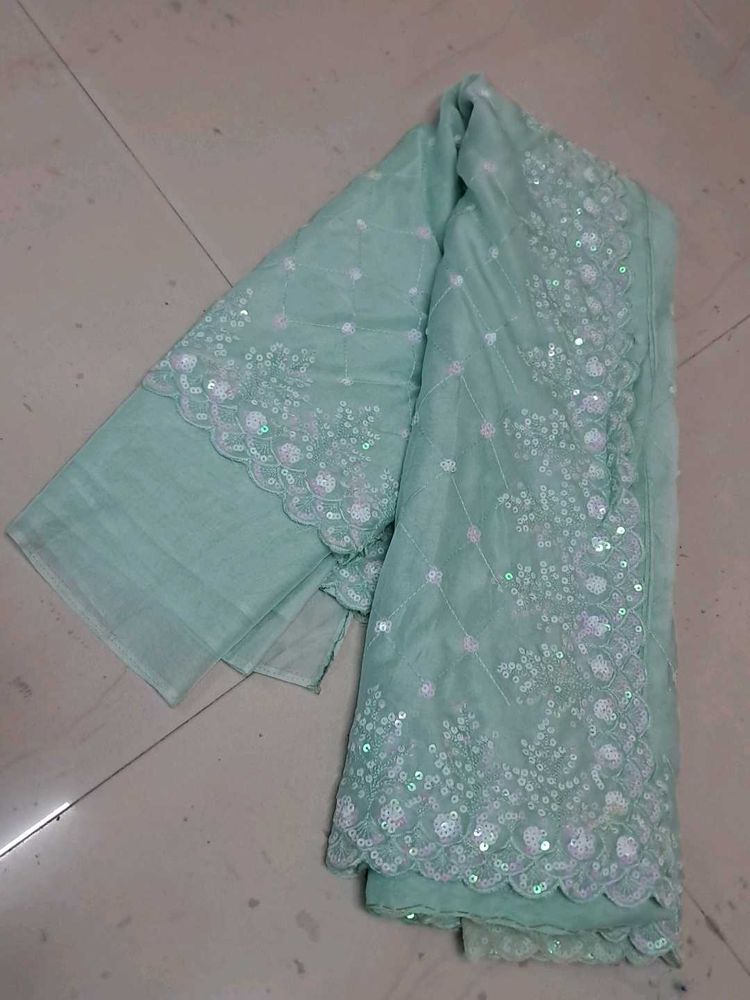 Sea Green Sequined Dress Material