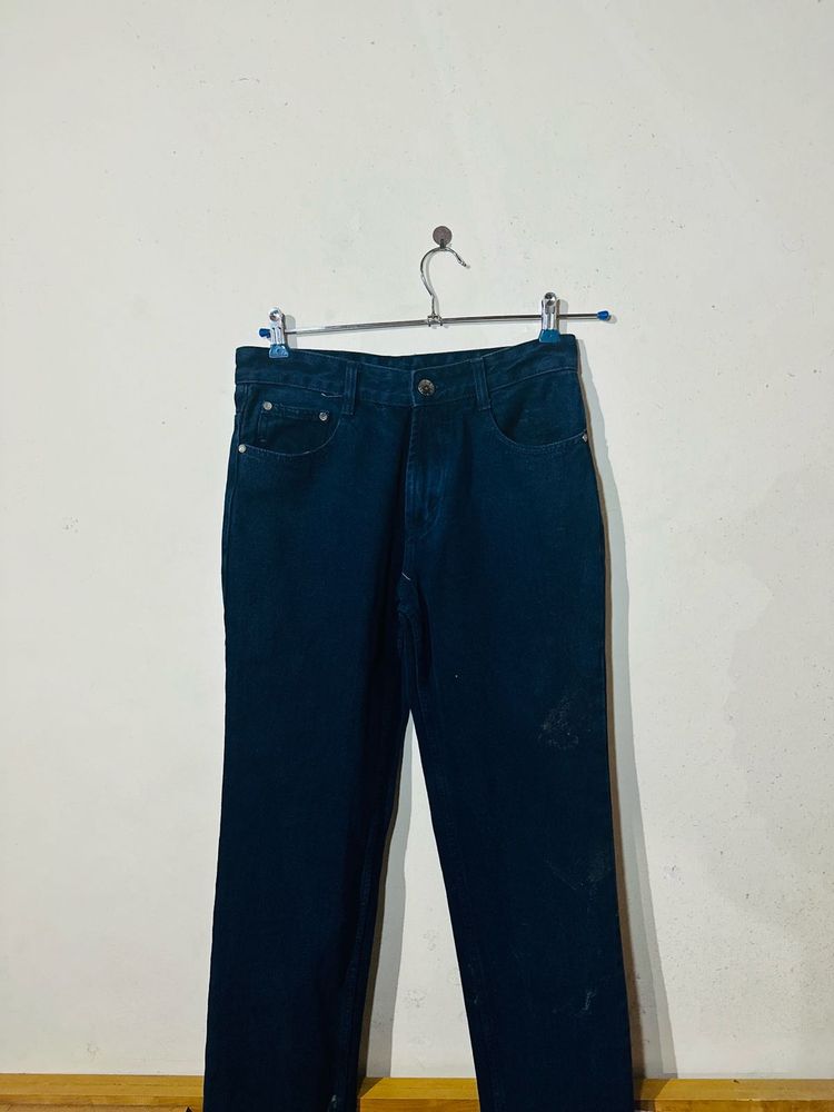 Vintage Dark Denim Jeans For Men Navy Blue Colour