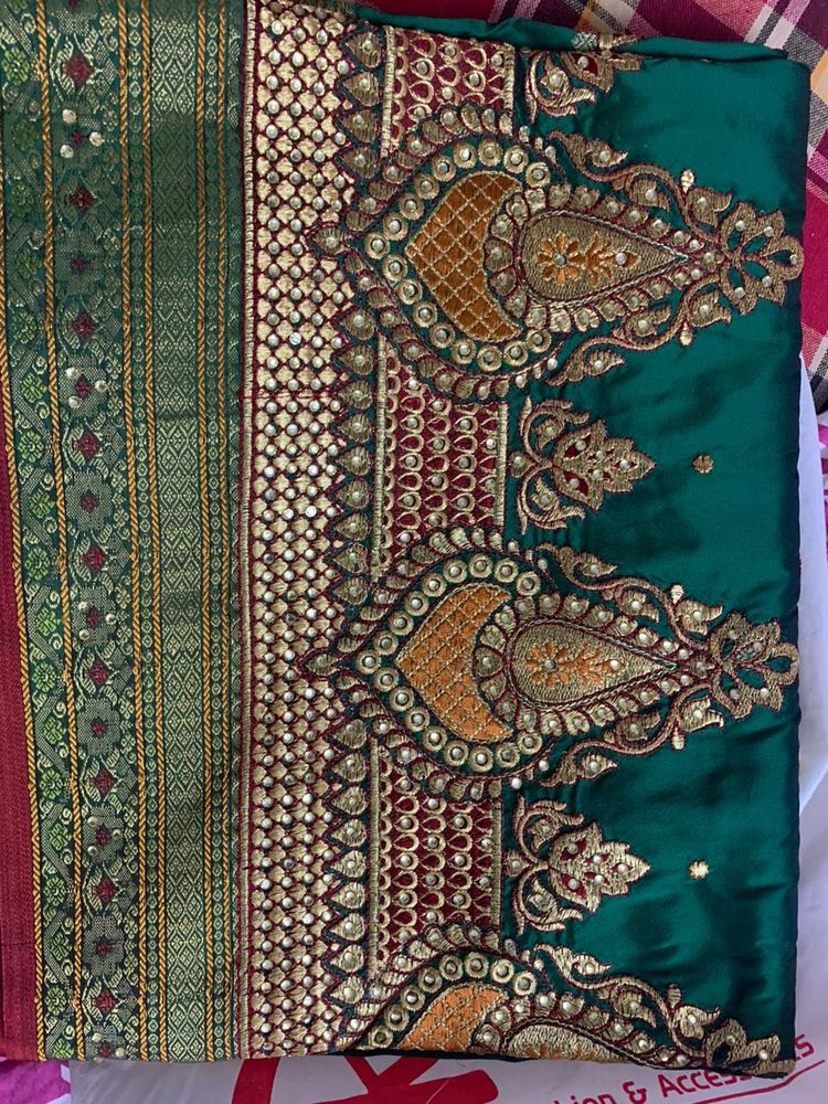 Emerald Green Embellished Saree