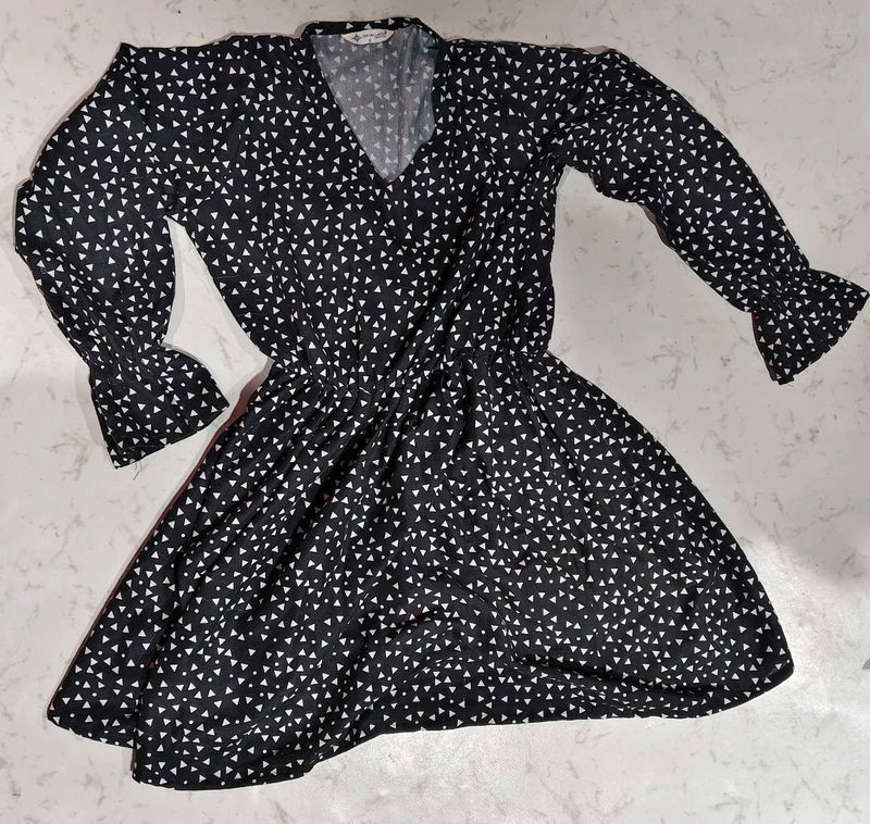 Black &amp; White Print Mini Dress