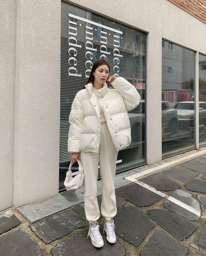 Stylish White Puffer Jacket