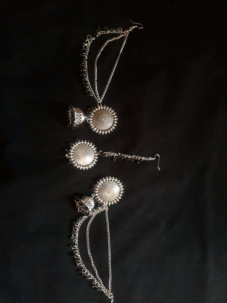 OXIDISED SILVER PLATED BAHUBALI EARRING
