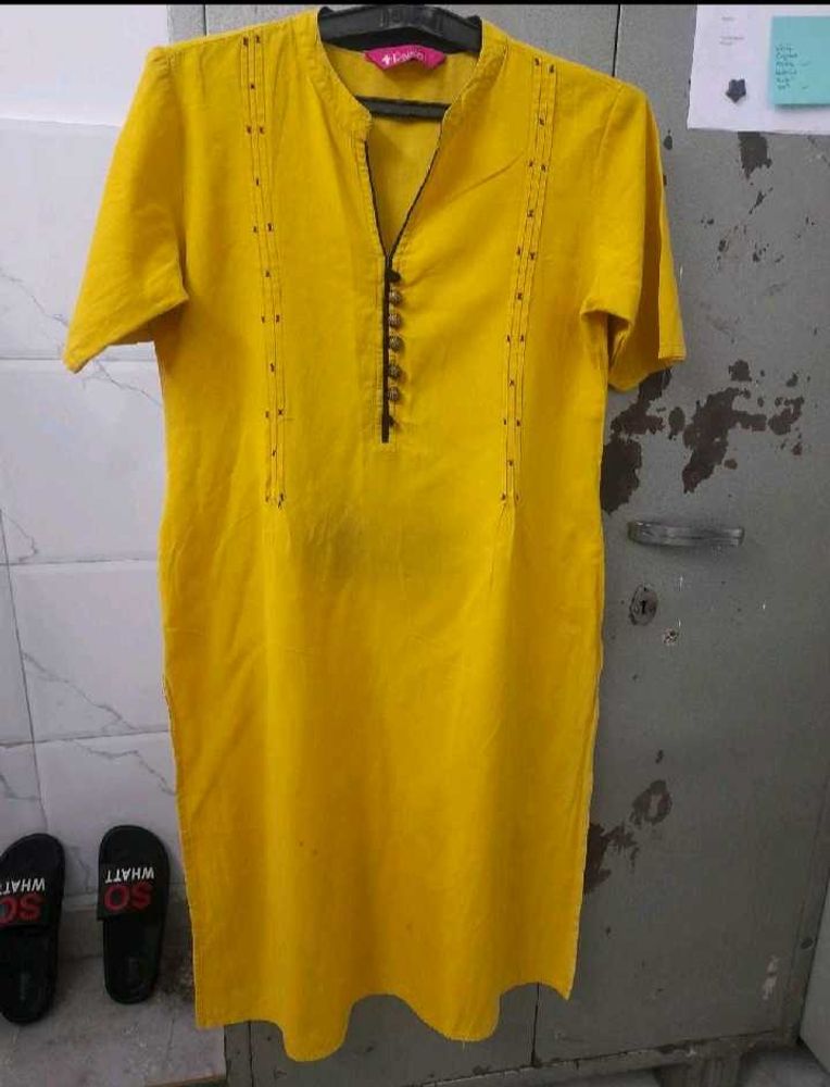 Yellow Kurti cotton