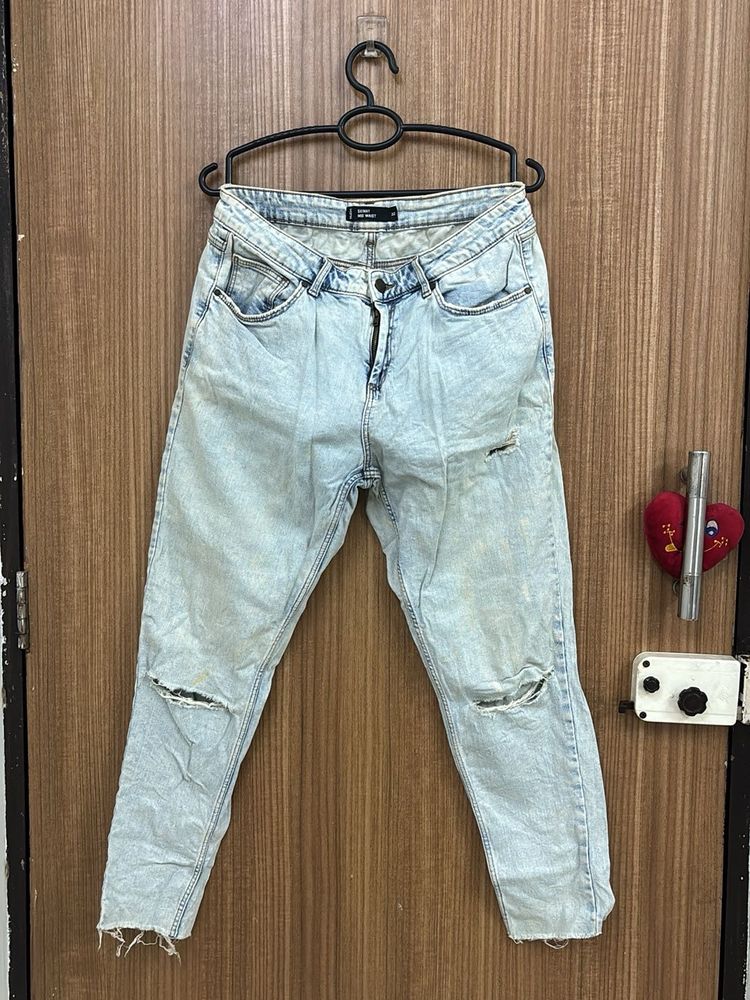 Ripped Skinny Mid Waist Jeans