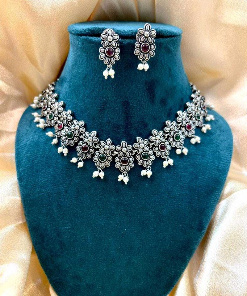Oxidized Silver Necklace Set