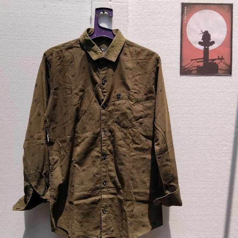 Olive Green Button-Down Shirt
