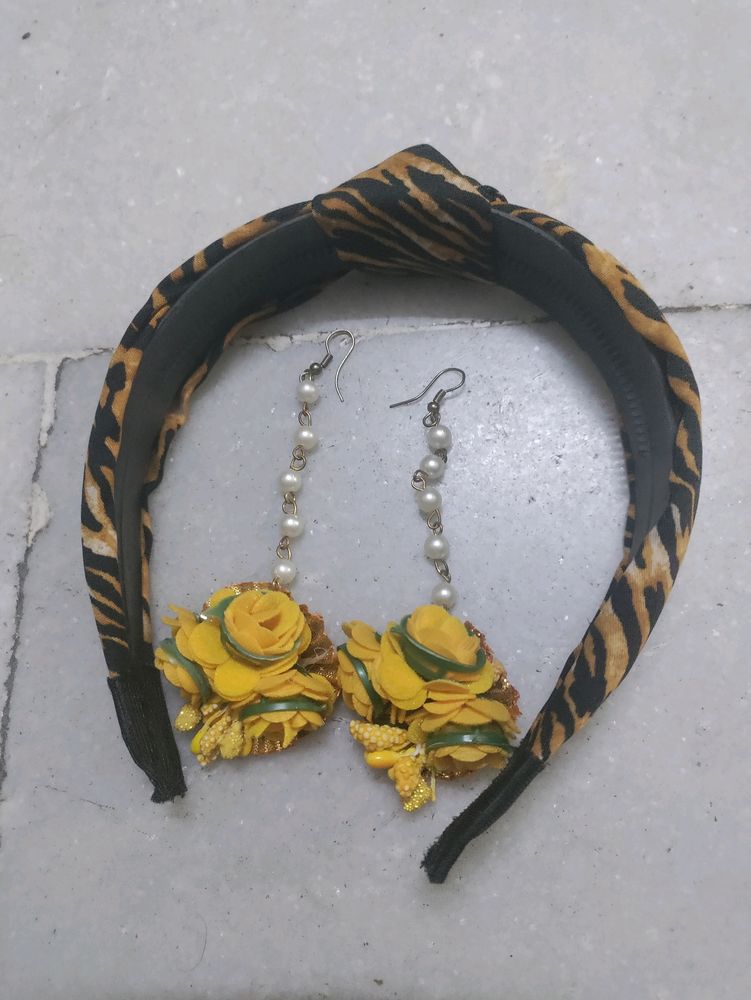 Combo Hair Band And Pair Of Maang Tikka