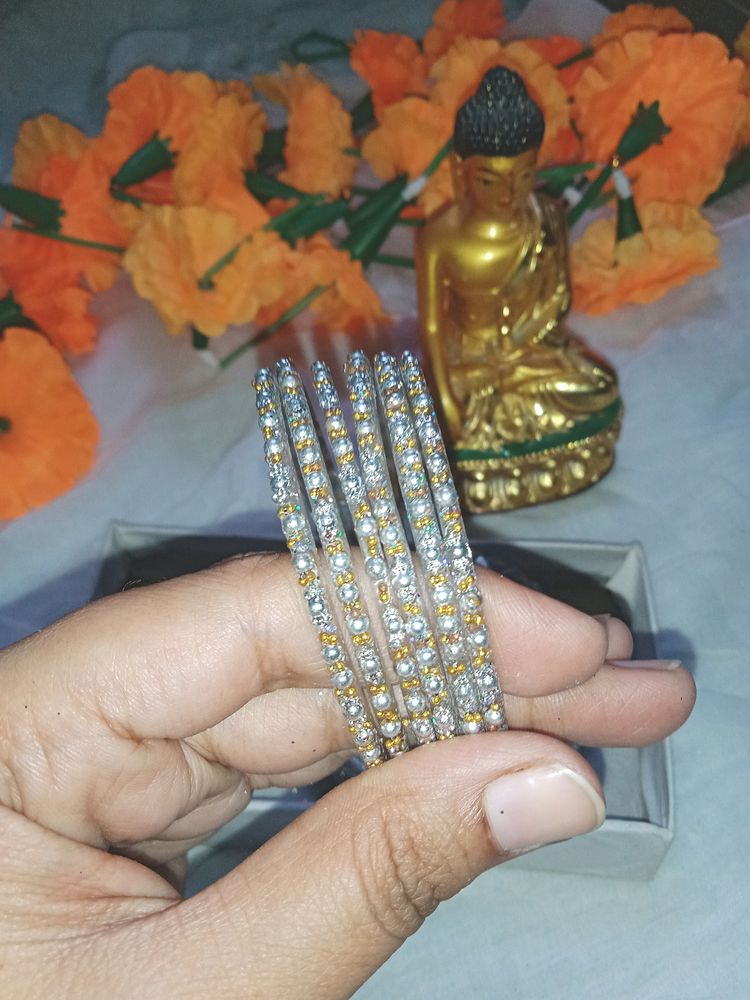 silver KUNDAN BANGLES (12)