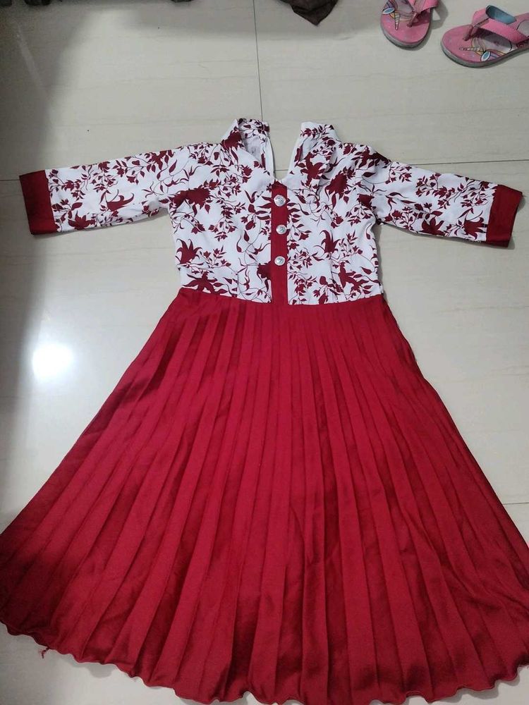 Red &amp; White Girls Dress Frock