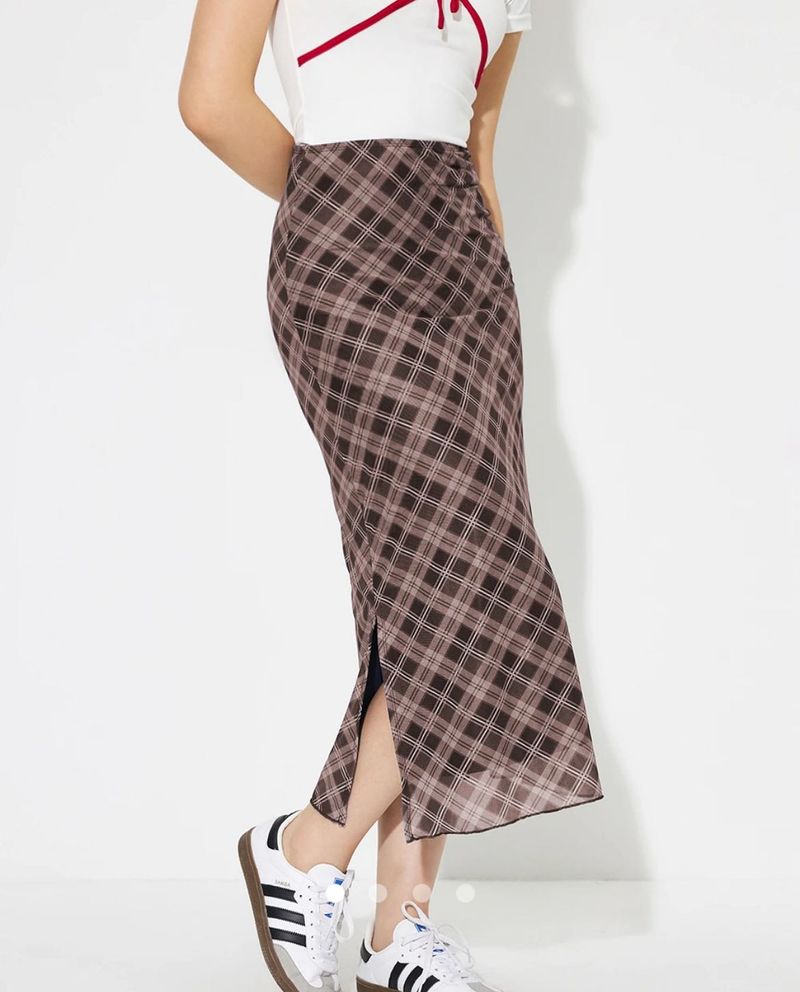 Stylish Plaid Midi Skirt