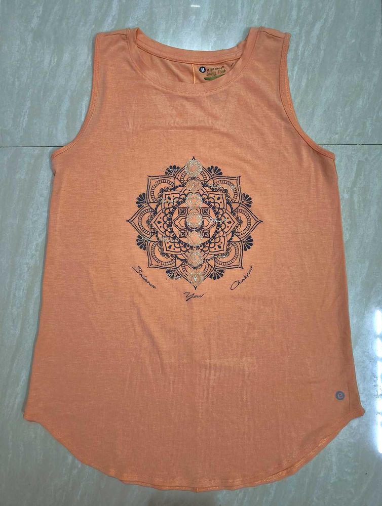 Peach Tank Top with Mandala Design