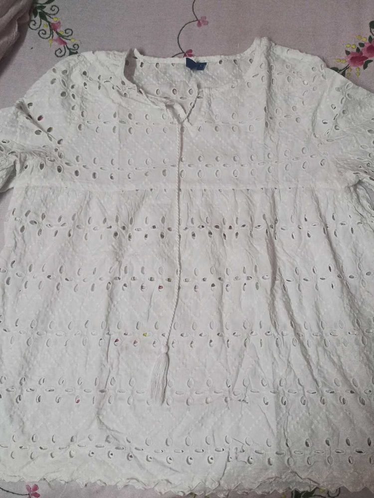 White Eyelet Top