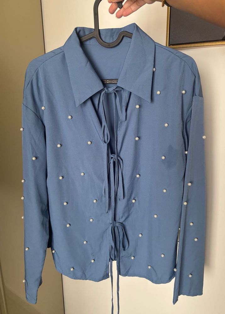 Blue Pearl Embellished Shirt