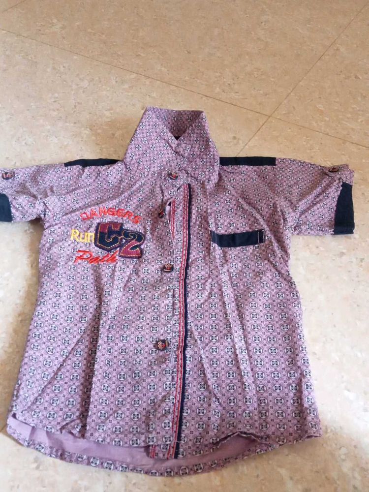 Boy&#39;s Patterned Short Sleeve Shirt