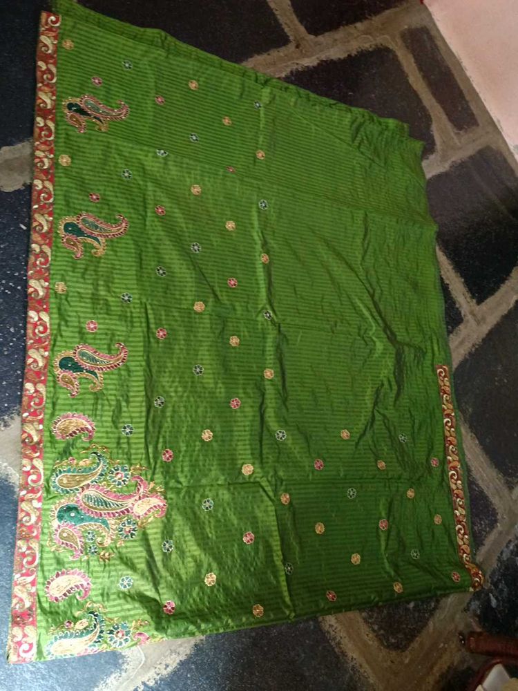 Green Saree, Saree With Embroidery Lace