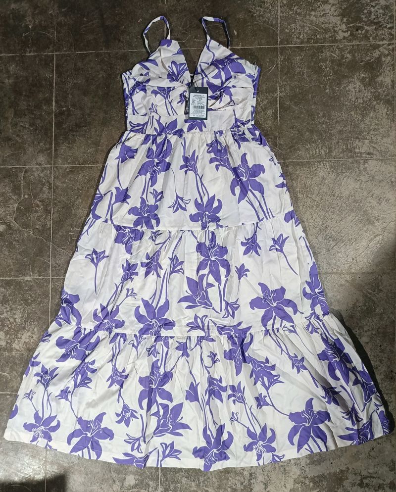 Floral Print Tiered Midi Dress