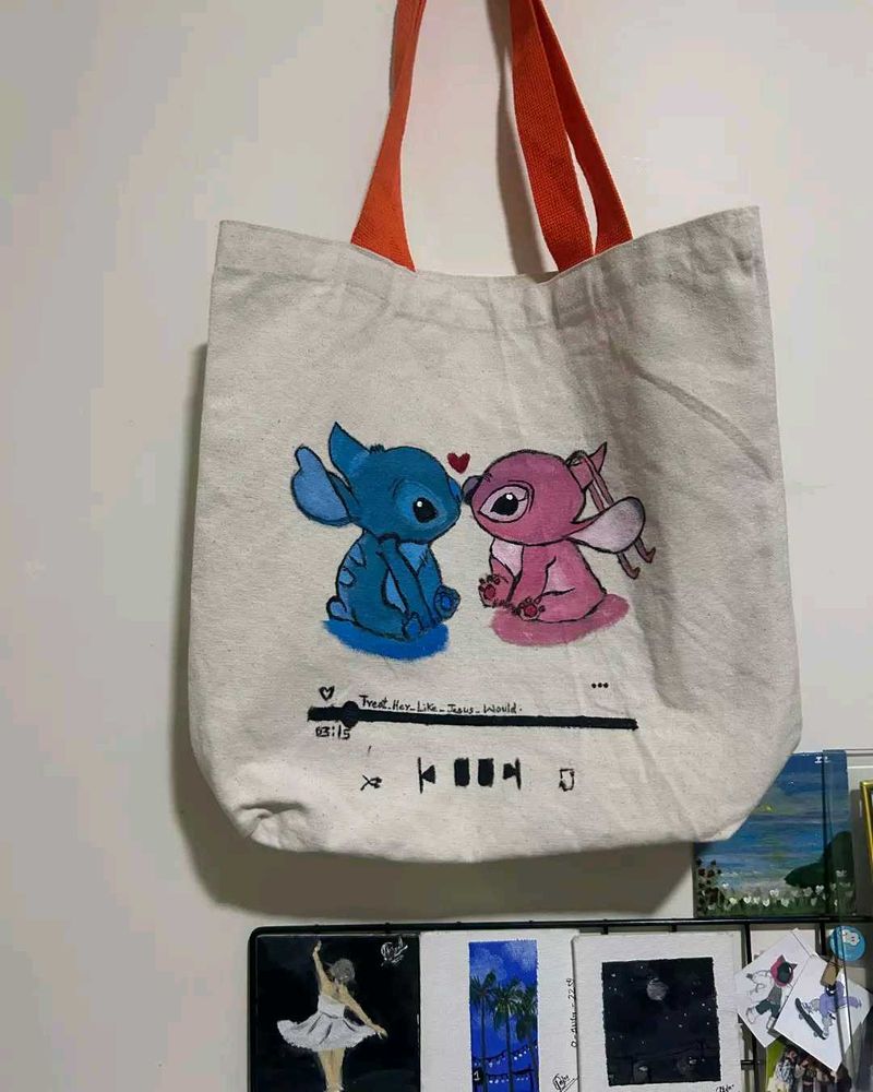 Tote Bag Of Stitch and Angel Design