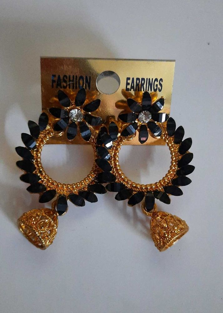 Golden Black Earrings