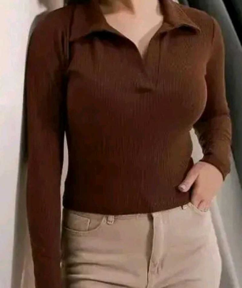 Brown Long Sleeve Top