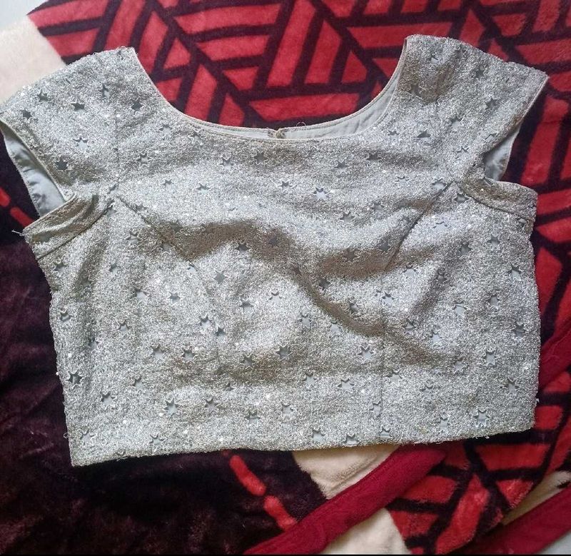 Beautifu Party Wear Silver Blouse